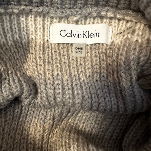 Calvin Klein Striped Sweater Tunic Silver Side Button Poncho - One Size (XXL) - Picture 10 of 12